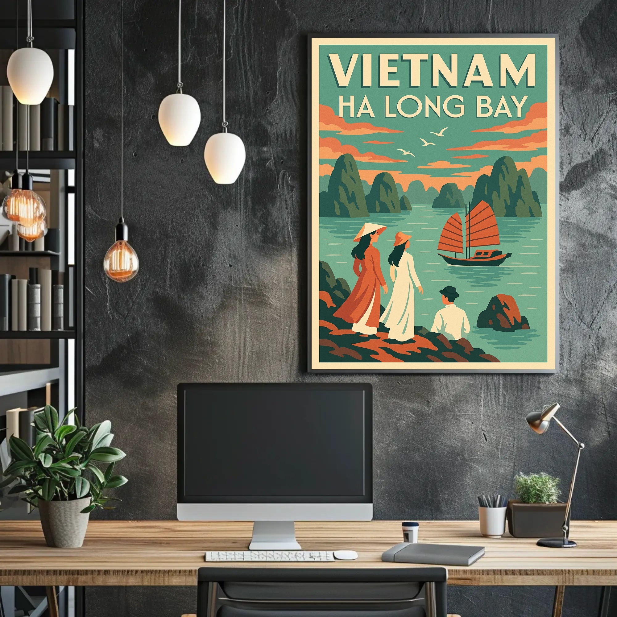 Scenic Ha Long Bay Vintage Travel Artwork Poster