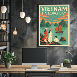 Scenic Ha Long Bay Vintage Travel Artwork Poster