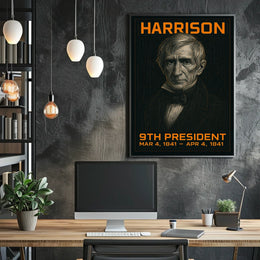 William Henry Harrison 9th President of the United States Techno Schematic Poster