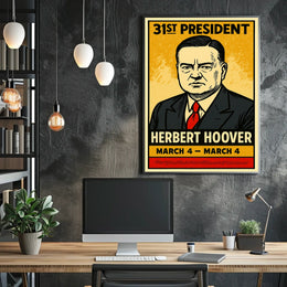 Herbert Hoover 31st President of the United States Inked Comic Style Poster