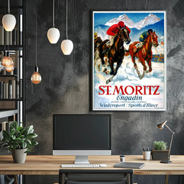 St. Moritz Adventure Vintage Winter Sports Travel Poster PosterGoat