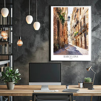 Barcelona Street Watercolor Art Poster PosterGoat