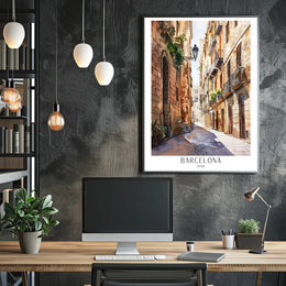 Barcelona Street Watercolor Art Poster PosterGoat