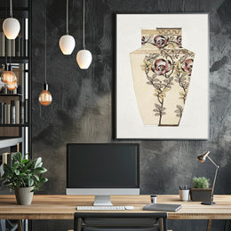 Floral Vase with Geometric Accent Poster