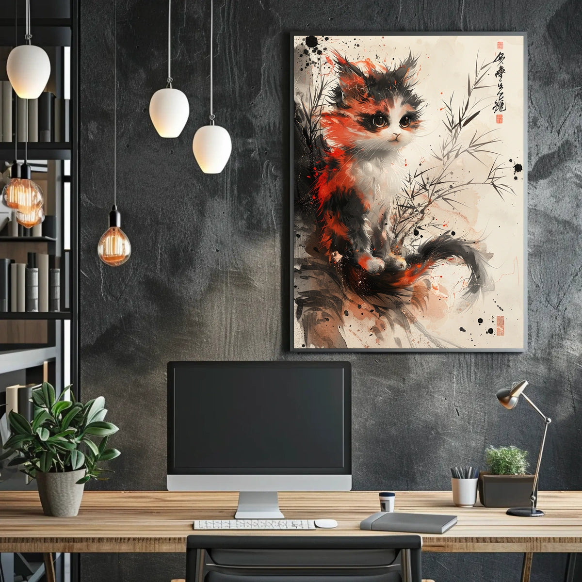 Whimsical Calico Cat Poster