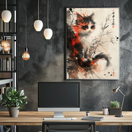 Whimsical Calico Cat Poster