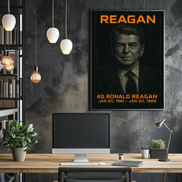 Ronald Reagan 40th President of the United States Techno Schematic Poster