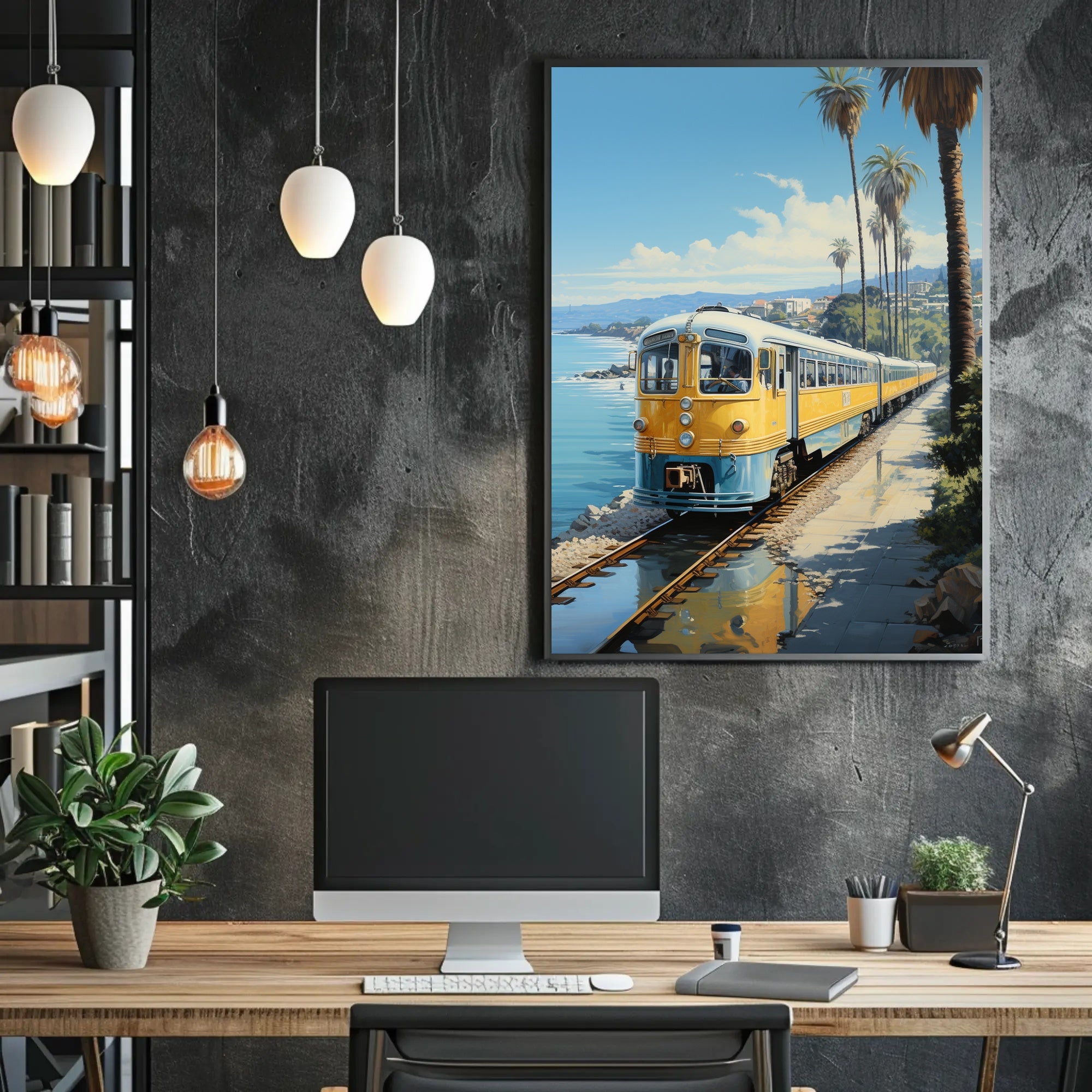 Coastal Train Journey Poster