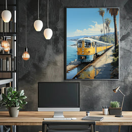 Coastal Train Journey Poster
