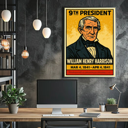 William Henry Harrison 9th President of the United States Inked Comic Style Poster