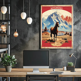 Wyoming Horse Scenic Travel Poster