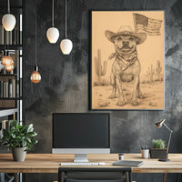 sketch style drawing of a cowboy dog Poster