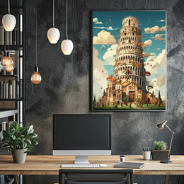 The Whimsical Tower Of Pisa Poster PosterGoat