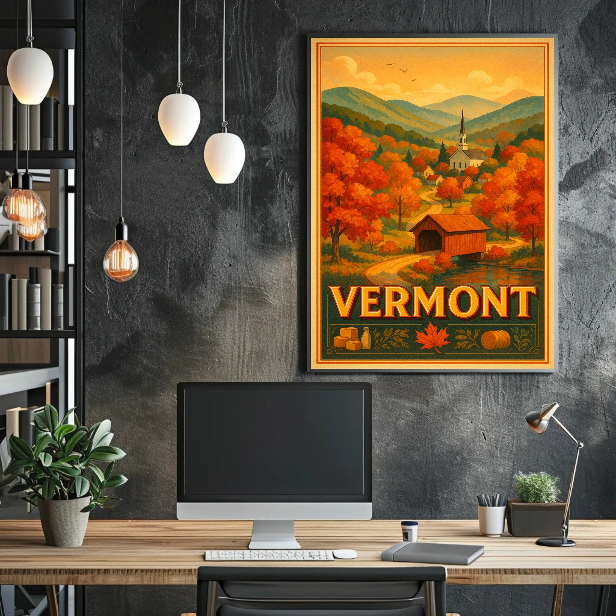 Vermont Autumn Scenic Poster Wall Art Print