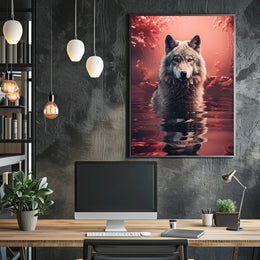 Majestic Wolf In Enchanted Waters Poster PosterGoat