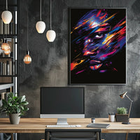 Vibrant Abstract Neon Face Art Poster Print