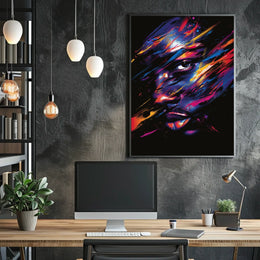 Vibrant Abstract Neon Face Art Poster Print