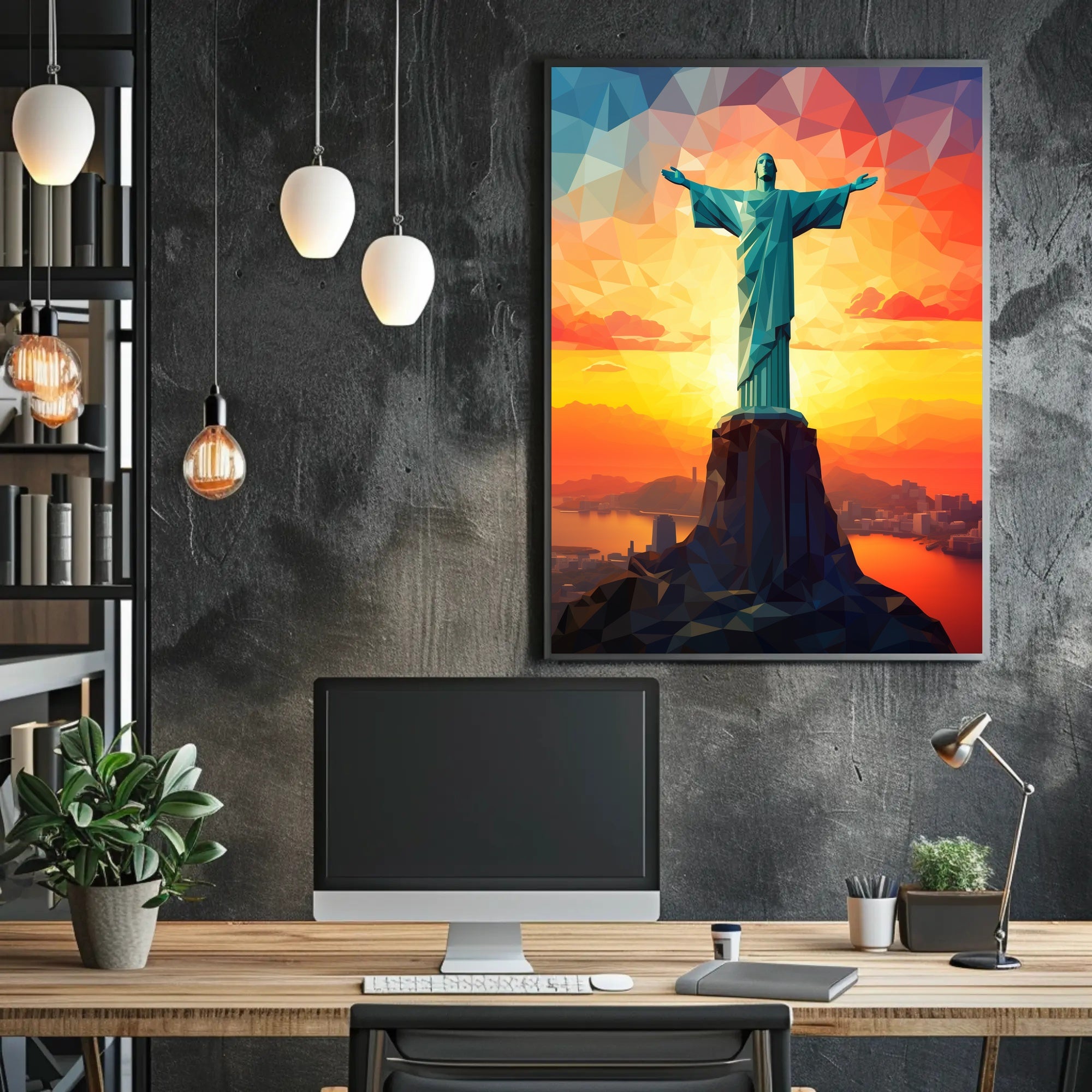 Christ The Redeemer At Sunset Poster
