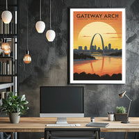 Gateway Arch Sunset Poster Travel Wall Art Print