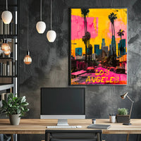 Vibrant Los Angeles Skyline Pop Art Urban Cityscape Poster