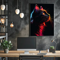 Neon Cat Portrait Poster