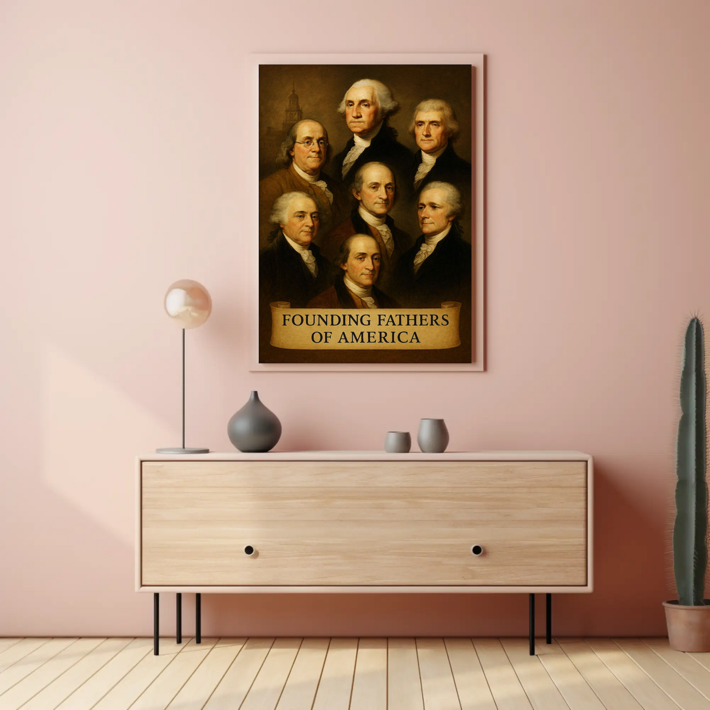 Founding Fathers Portrait Historic America Travel Poster