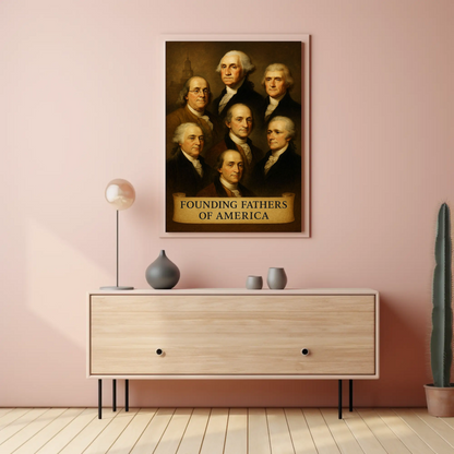 Founding Fathers Portrait Historic America Travel Poster