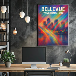 Bellevue, Washington Vibrant Cityscape Poster