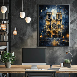 Gothic Splendor Notre-Dame At Night Poster