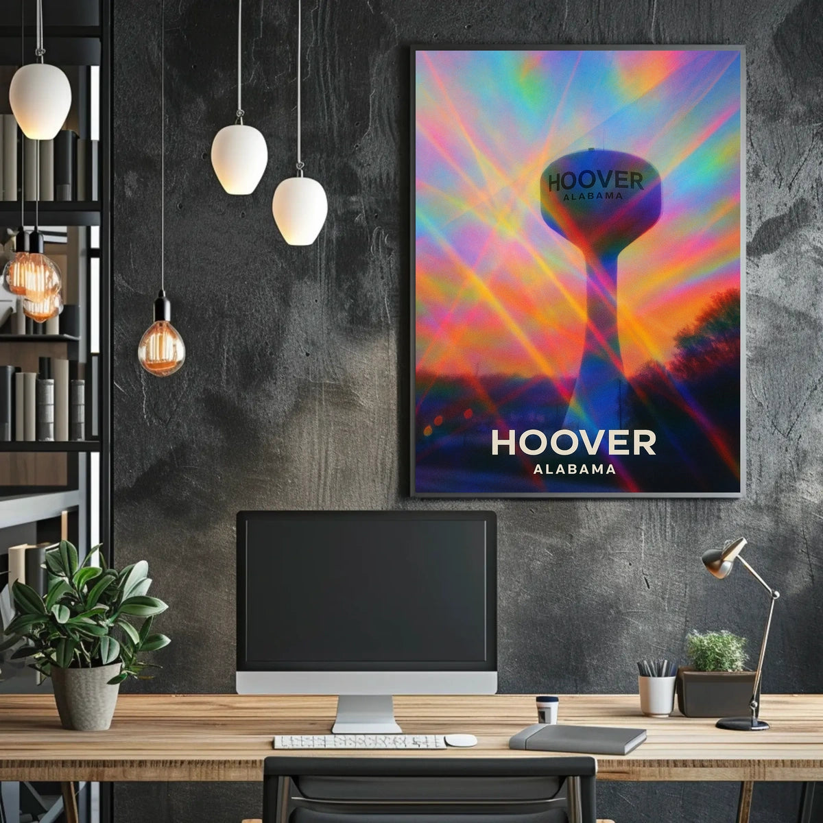 Hoover Alabama Cityscape Vibrant Landmark Wanderlust Inspired Urban Heritage Digital Painting Poster