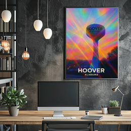 Hoover Alabama Cityscape Vibrant Landmark Wanderlust Inspired Urban Heritage Digital Painting Poster