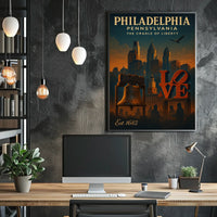 Philadelphia Liberty Vintage Art Poster: Iconic Symbols