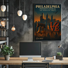 Philadelphia Liberty Vintage Art Poster: Iconic Symbols
