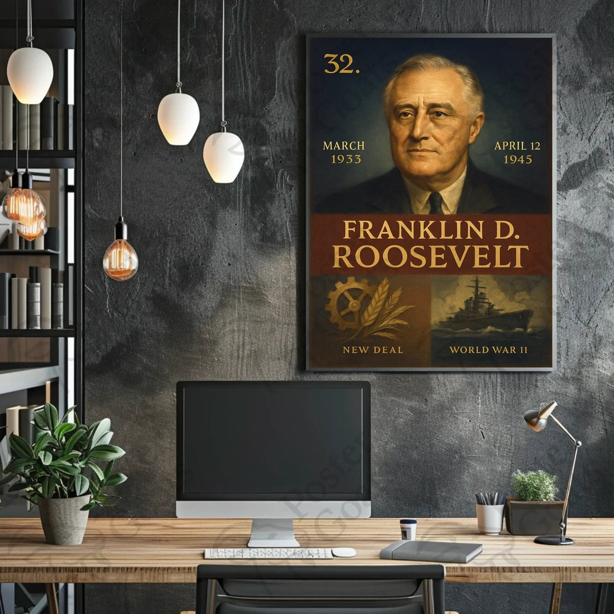 Franklin D. Roosevelt Vintage Historical Presidential Poster