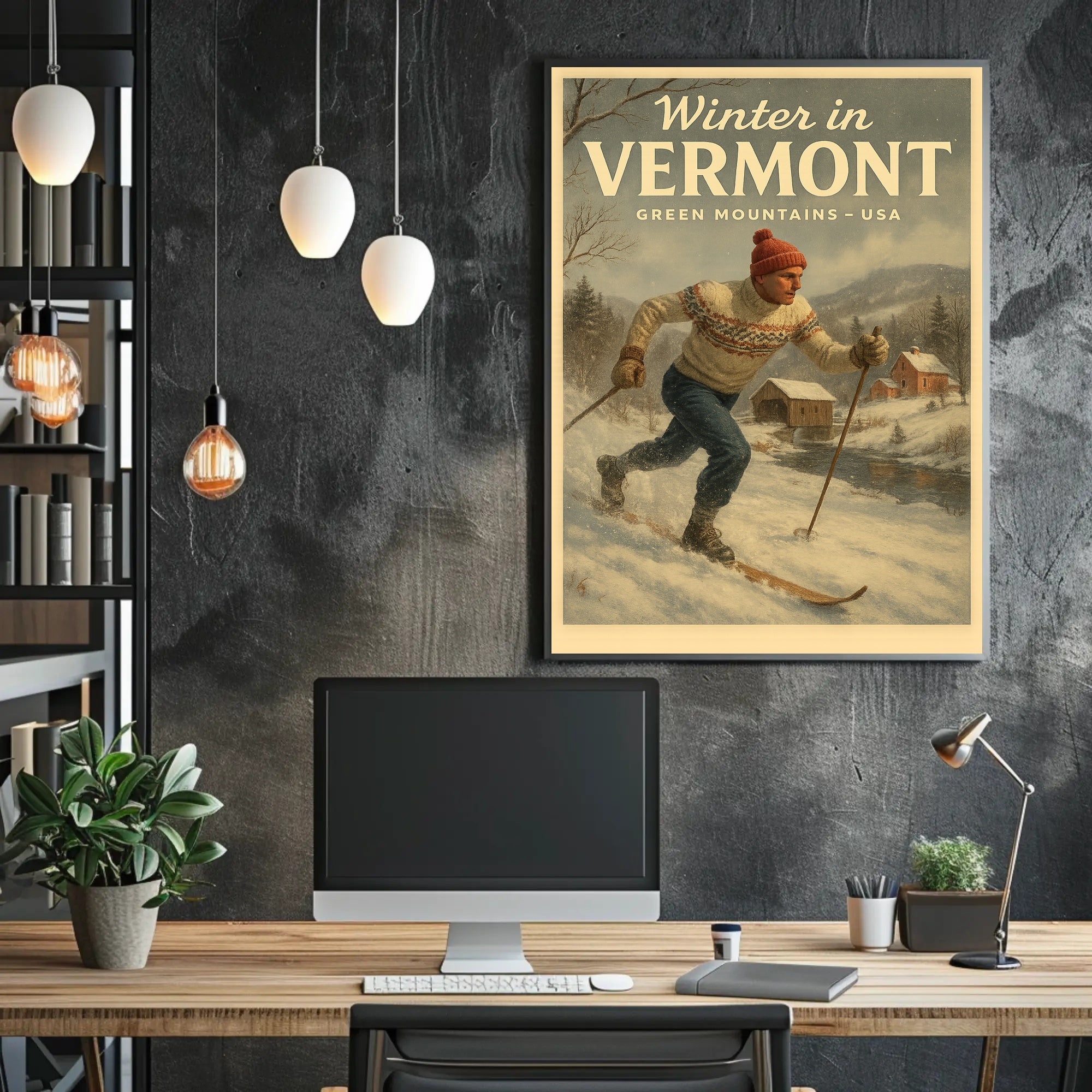 Vermont Winter Scenic Poster Wall Art Print
