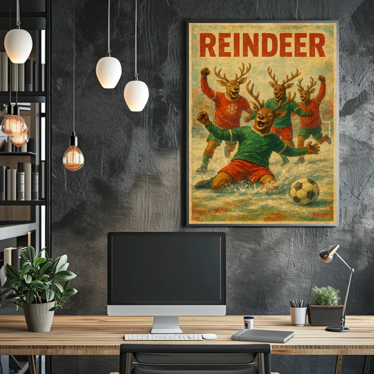 Reindeer Soccer Celebration Poster