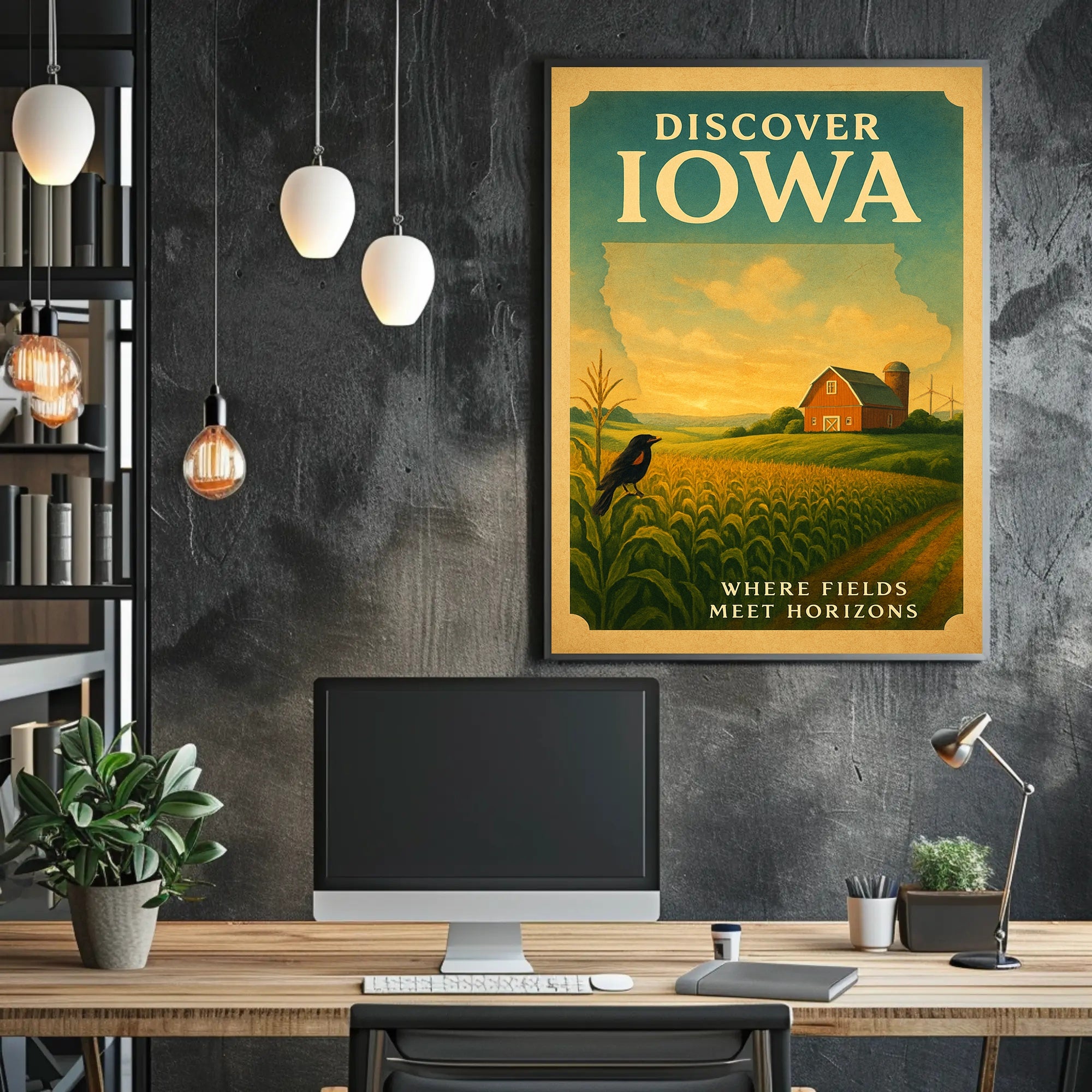 Iowa Countryside Vintage Travel Poster