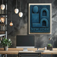 New York Iconic Design Poster City Skyline Art 18 By 24