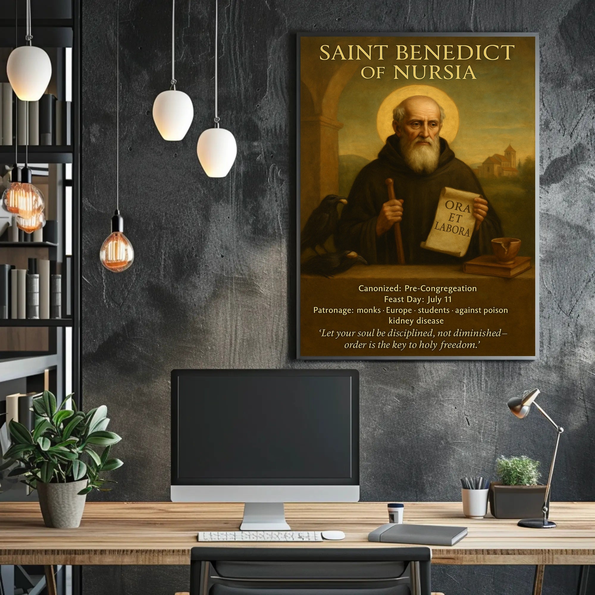 Saint Benedict Vintage Religious Art - Spirituality Poster