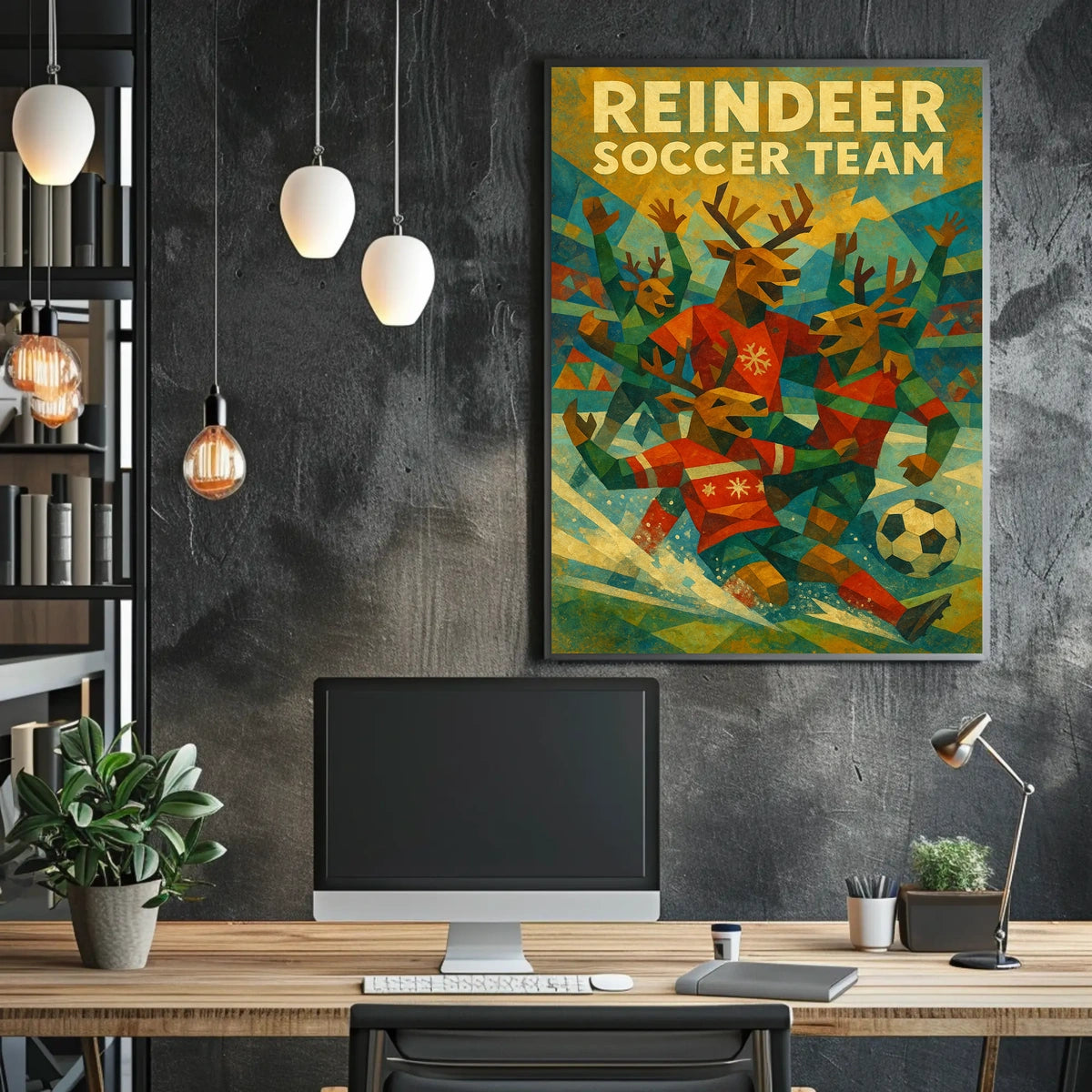 Reindeer Soccer Team Poster
