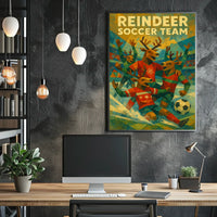 Reindeer Soccer Team Poster