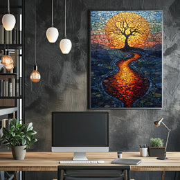 Mosaic Tree of Serenity Art in Artistic Poster