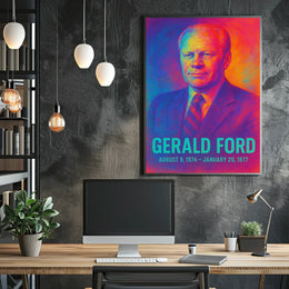 Gerald Ford 38th President of the United States Neon Gradient Overlay Poster