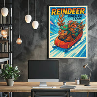 Reindeer Bobsled Team Poster