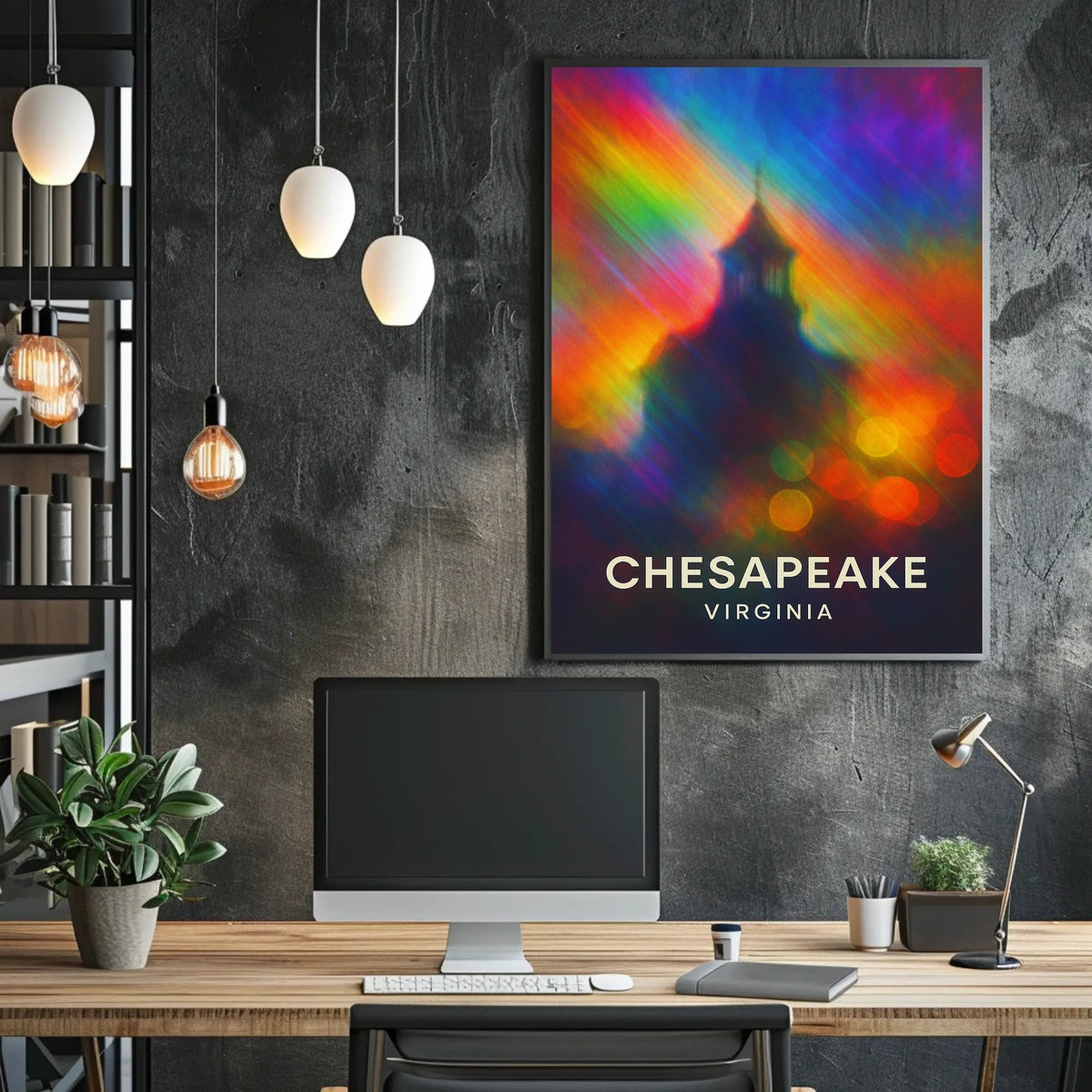 Chesapeake Virginia Scenic Travel Art Minimalist Realism Decor Souvenir Wanderlust Cityscape Inspiration Poster