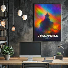 Chesapeake Virginia Scenic Travel Art Minimalist Realism Decor Souvenir Wanderlust Cityscape Inspiration Poster