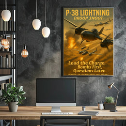 Lockheed P-38 Lightning Droop Snoot WWII Poster