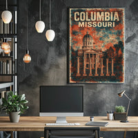 Columbia Missouri Cityscape Vintage Wanderlust Poster