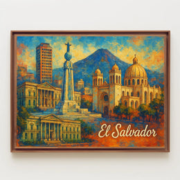 El Salvador Landmarks Travel Digital Painting Poster