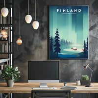 Northern Lights Finnish Wilderness Travel Poster